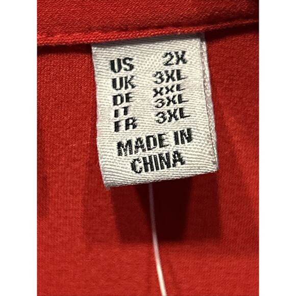 SUSAN GRAVER Woman 2x Red Jersey Knit Blazer Roll Tab Sleeves 1 Button Holiday - Picture 8 of 14